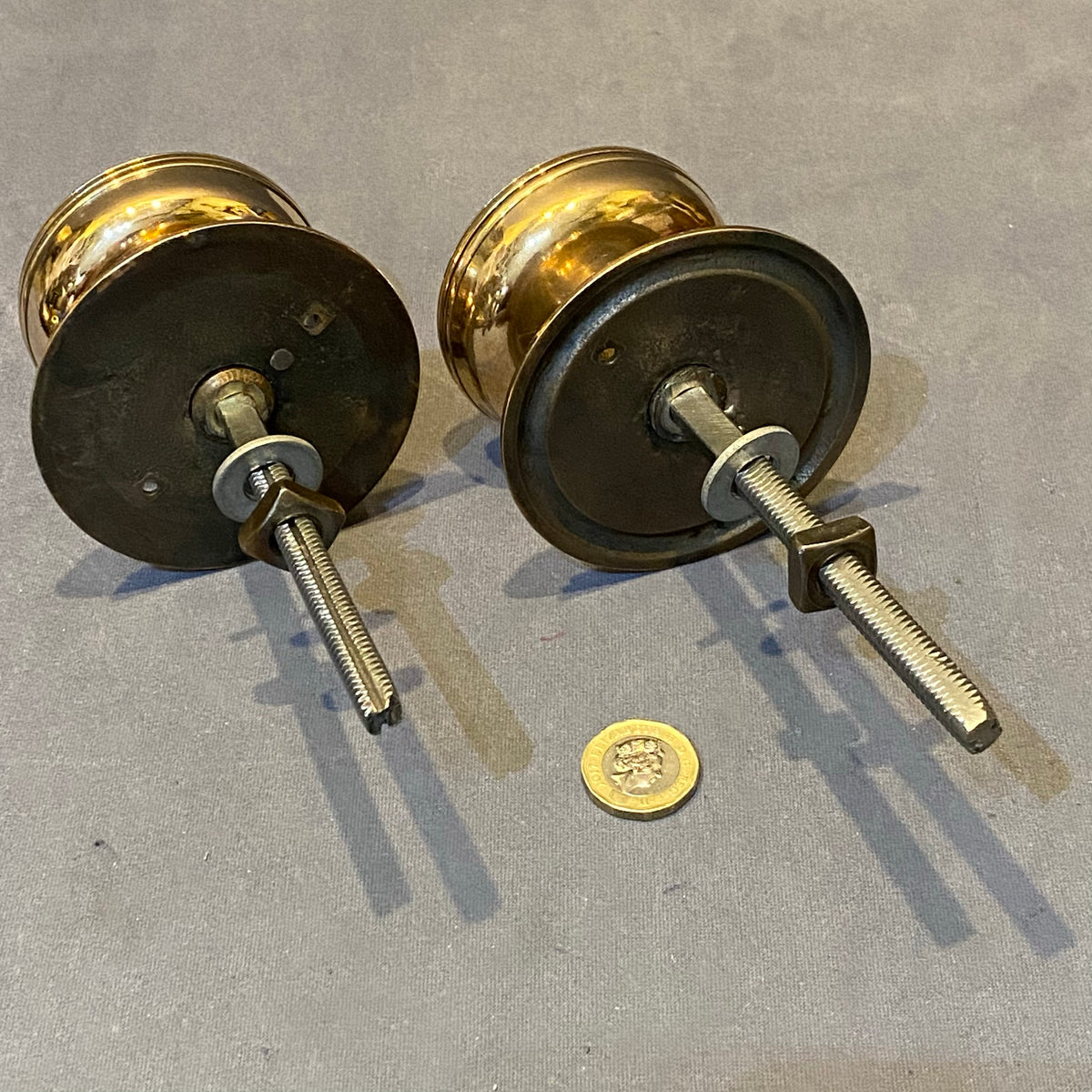 Pair of Large Brass Door Pull Knobs