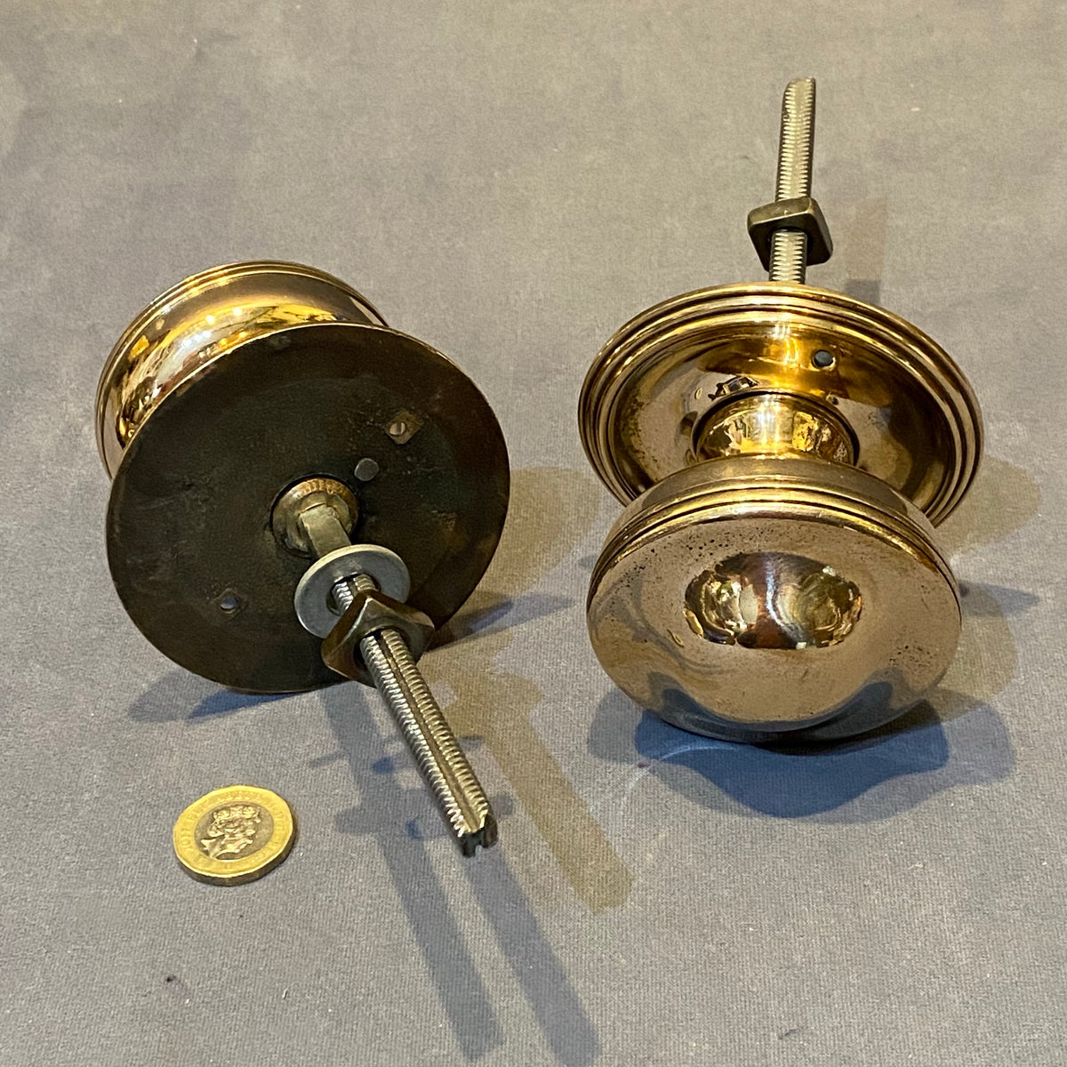 Pair of Large Brass Door Pull Knobs