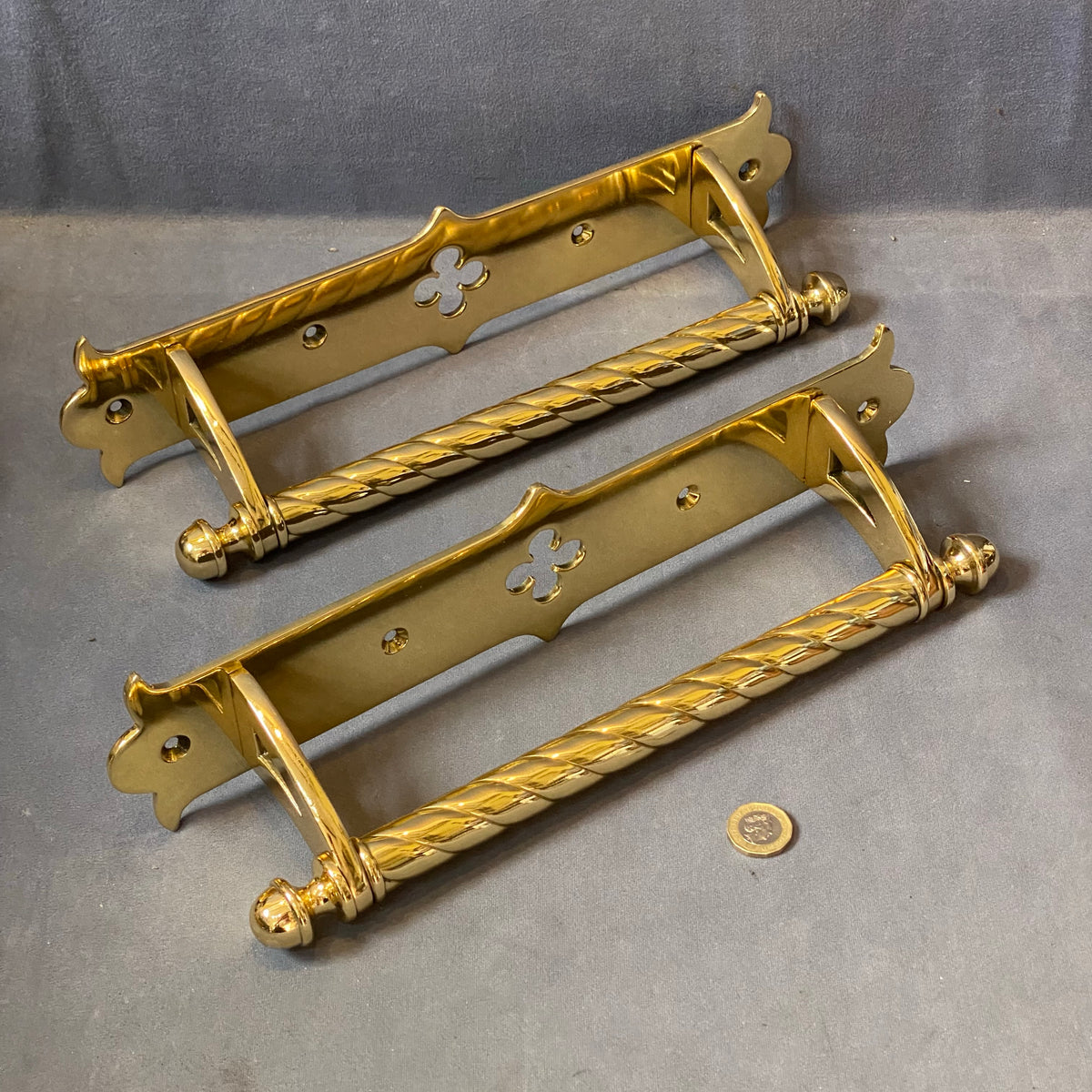 Pair of Large Brass Door Pulls, 3 pairs available