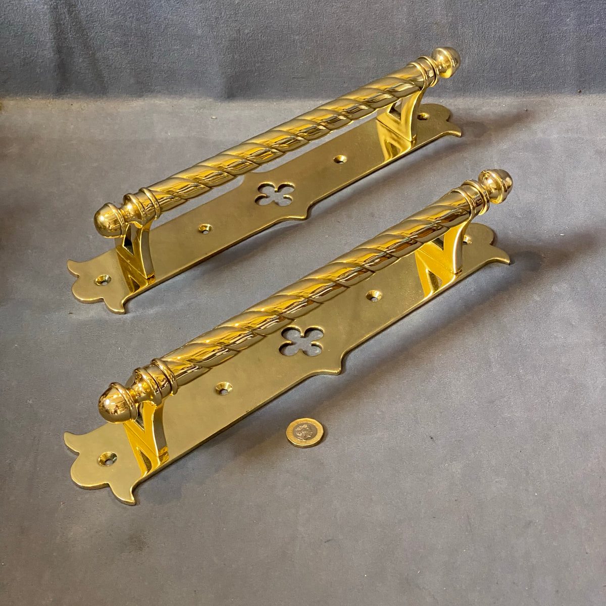 Pair of Large Brass Door Pulls, 3 pairs available