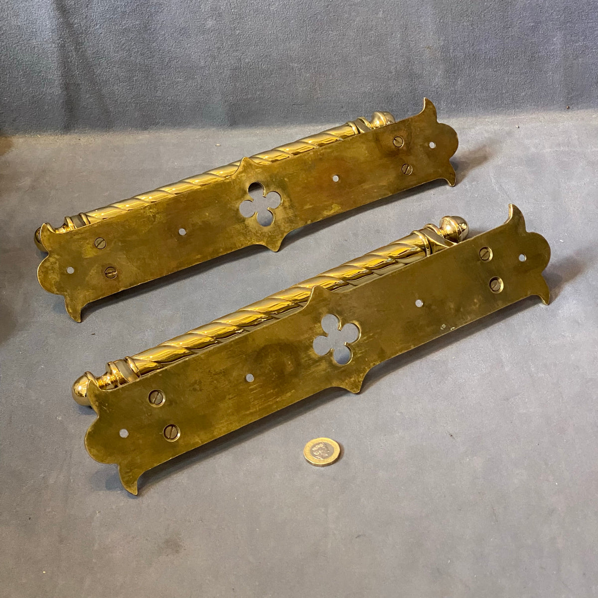 Pair of Large Brass Door Pulls, 3 pairs available