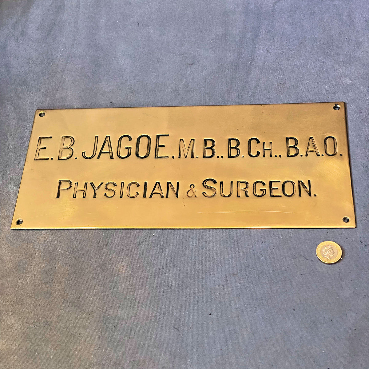 Physician & Surgeon Brass Nameplate
