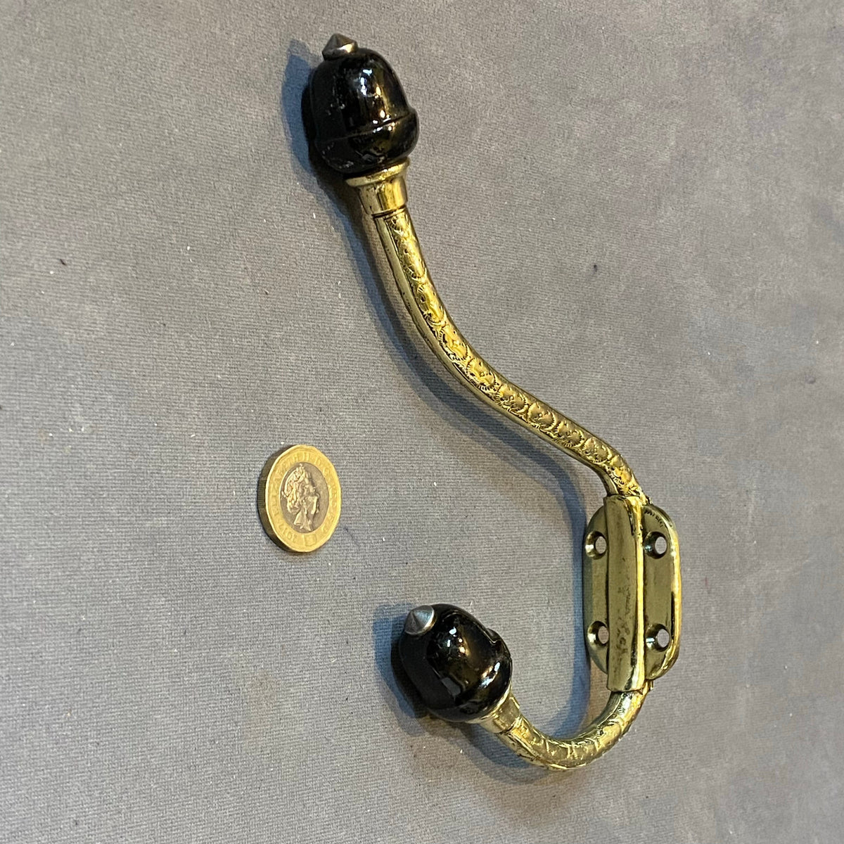 Run of Brass & Ceramic Hat & Coat Hooks, 4 matching available