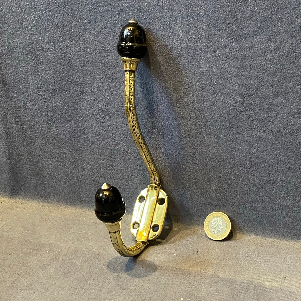 Run of Brass & Ceramic Hat & Coat Hooks, 4 matching available