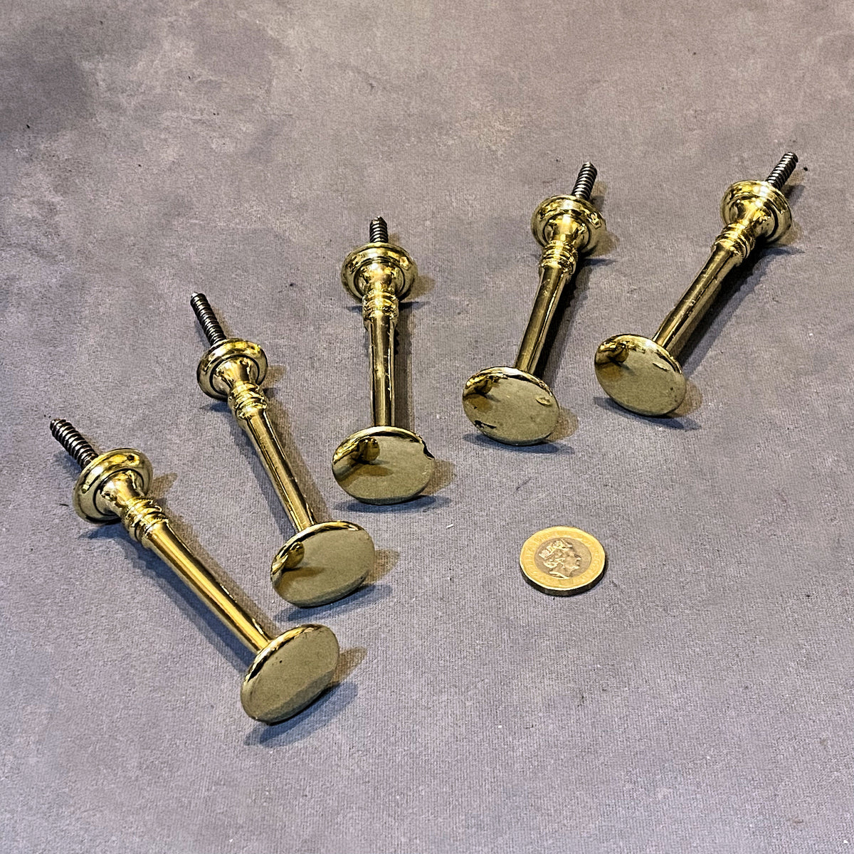 Run of Brass Hat or Coat Pegs, 5 available matching