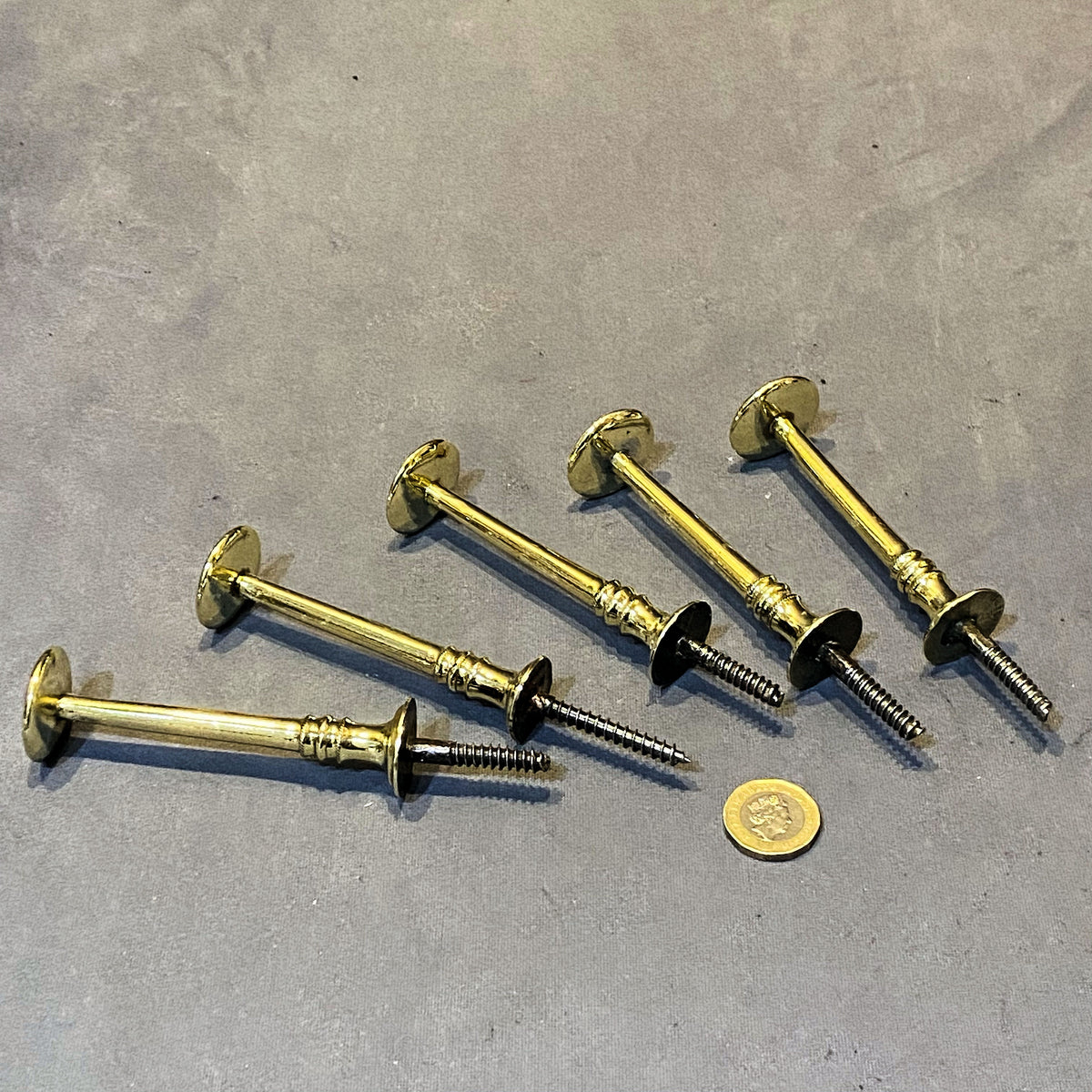 Run of Brass Hat or Coat Pegs, 5 available matching