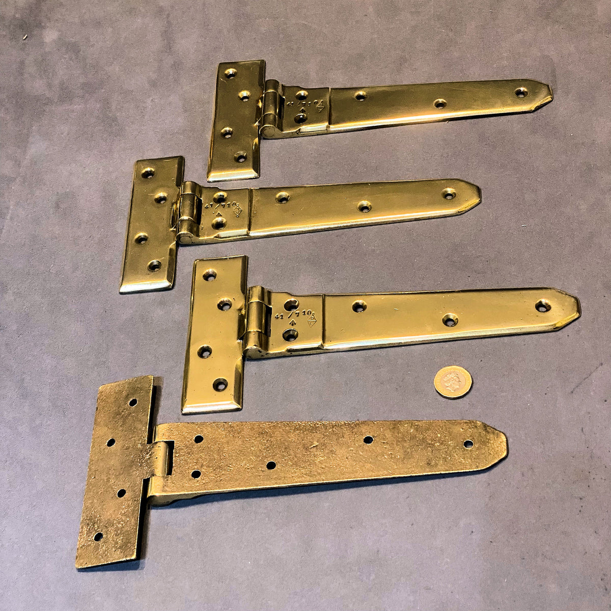Set of 4 Matching Brass Door Hinges