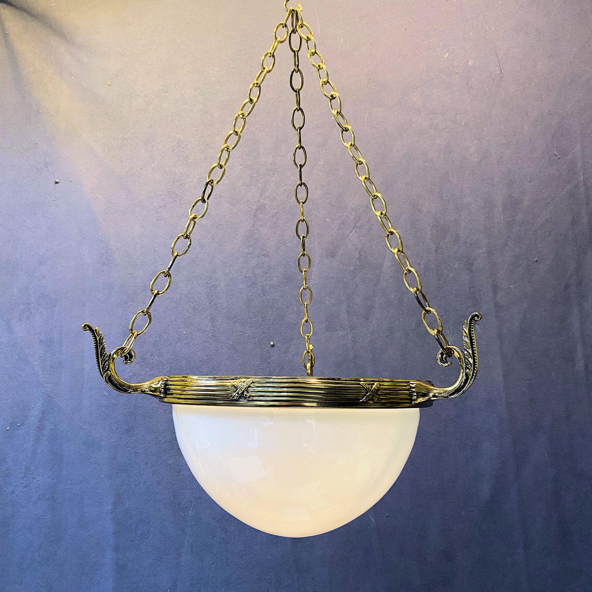 White Glass Bowl Electric Light Fitting
