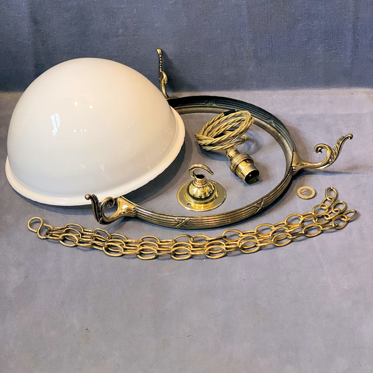 White Glass Bowl Electric Light Fitting