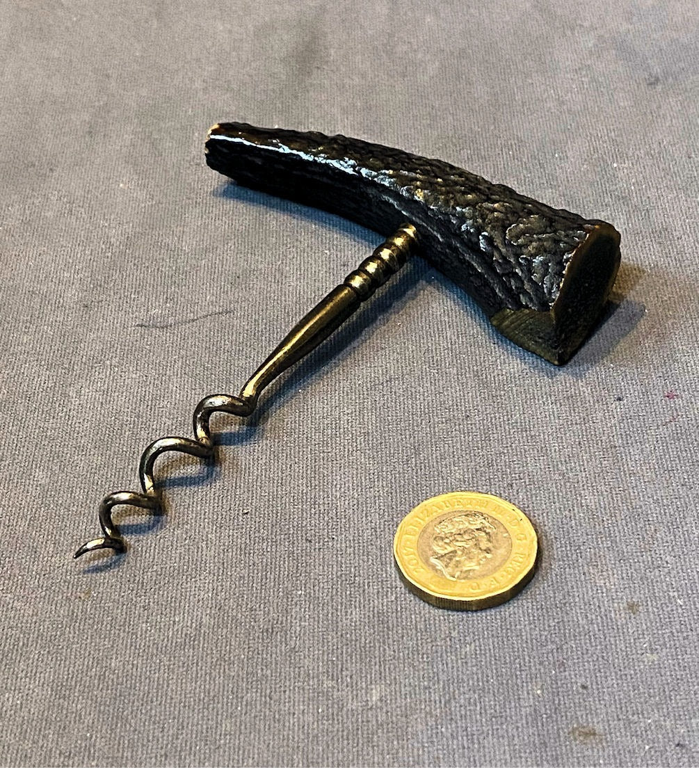 Antler & Steel Corkscrew — Steel, circa 1900