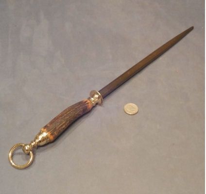 Antler Handled Butchers Steel — Steel, late 19th century