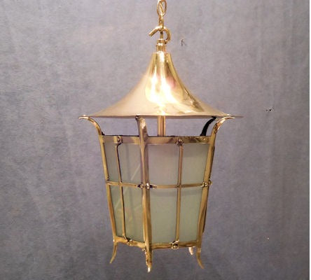 Art Nouveau Brass Electric Hall Lantern — Brass, 1920's
