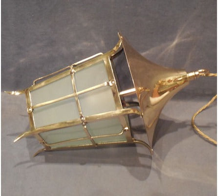 Art Nouveau Brass Electric Hall Lantern — view 3