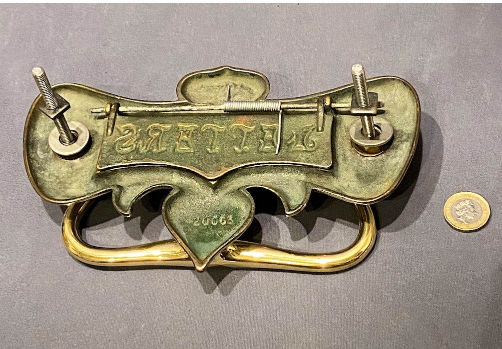 Art Nouveau Brass Letter Flap / Door Knocker — view 2