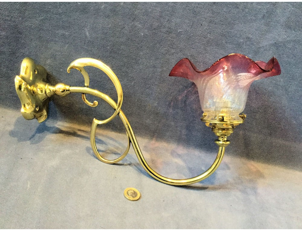 Art Nouveau Brass Wall Light — view 2