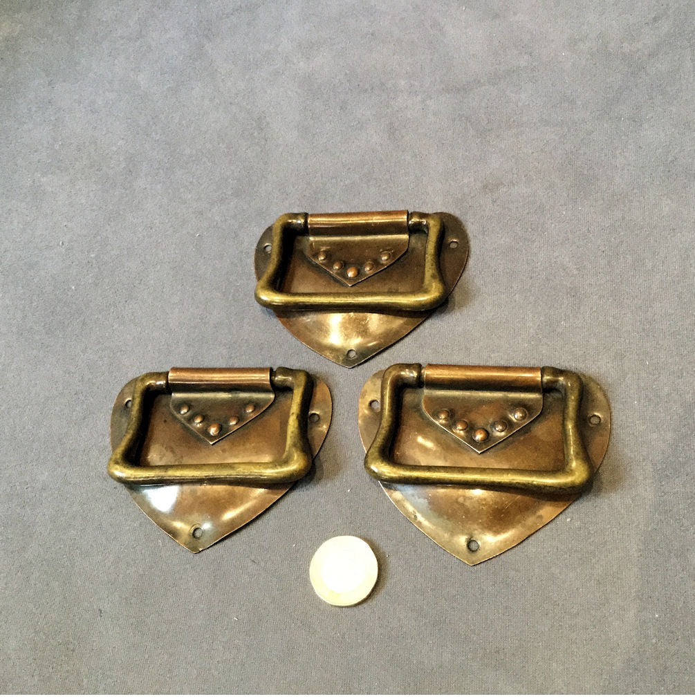 Arts & Crafts Copper and Brass Drawer Pull, 3 available — Copper, late 19th century
