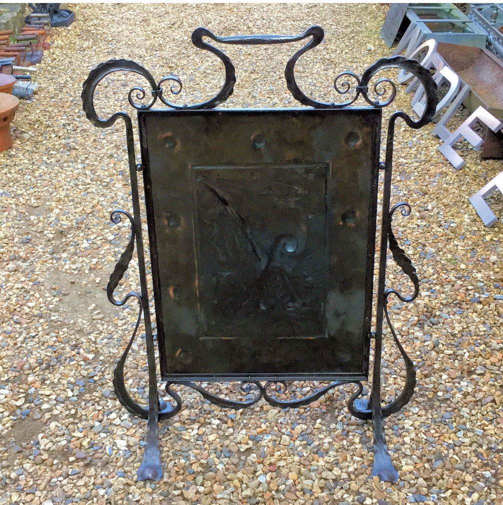 Arts & Crafts Copper & Wrought Iron Fire Screen — view 2