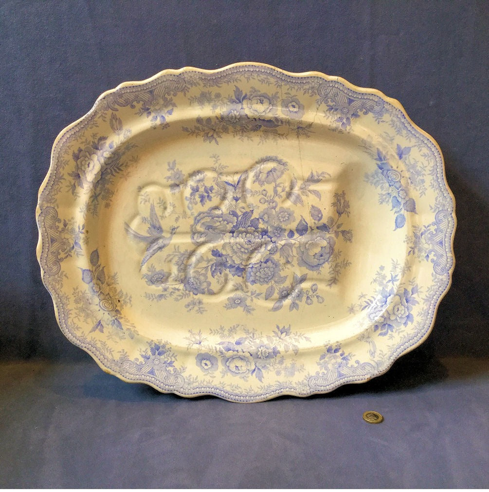 Asiatic Pheasant Blue and White Platter — Ceramic, mid 19th century