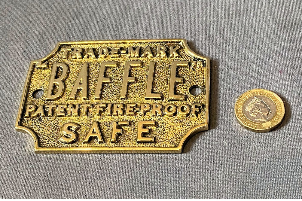 Baffle Brass Safe Plate — Brass, 1920's