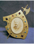 Battle Axe and Shield Brass Photograph Frame — Brass, late 19th century