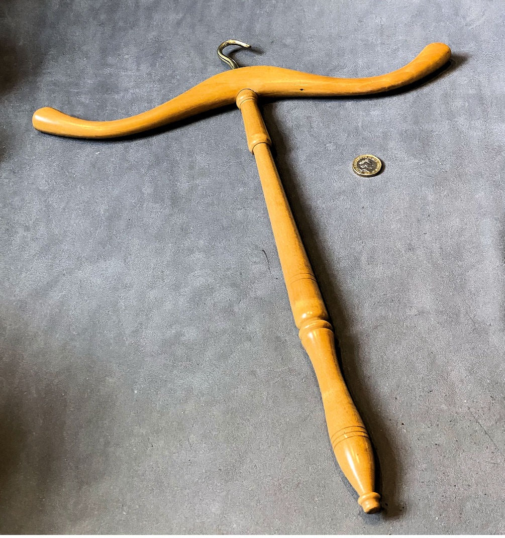 Birch Wardrobe Hanger — Brass, circa 1900