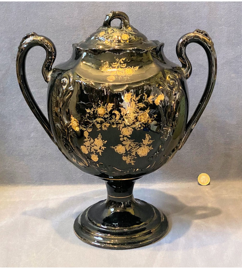 Black Glazed Stoneware Tea Urn — view 2