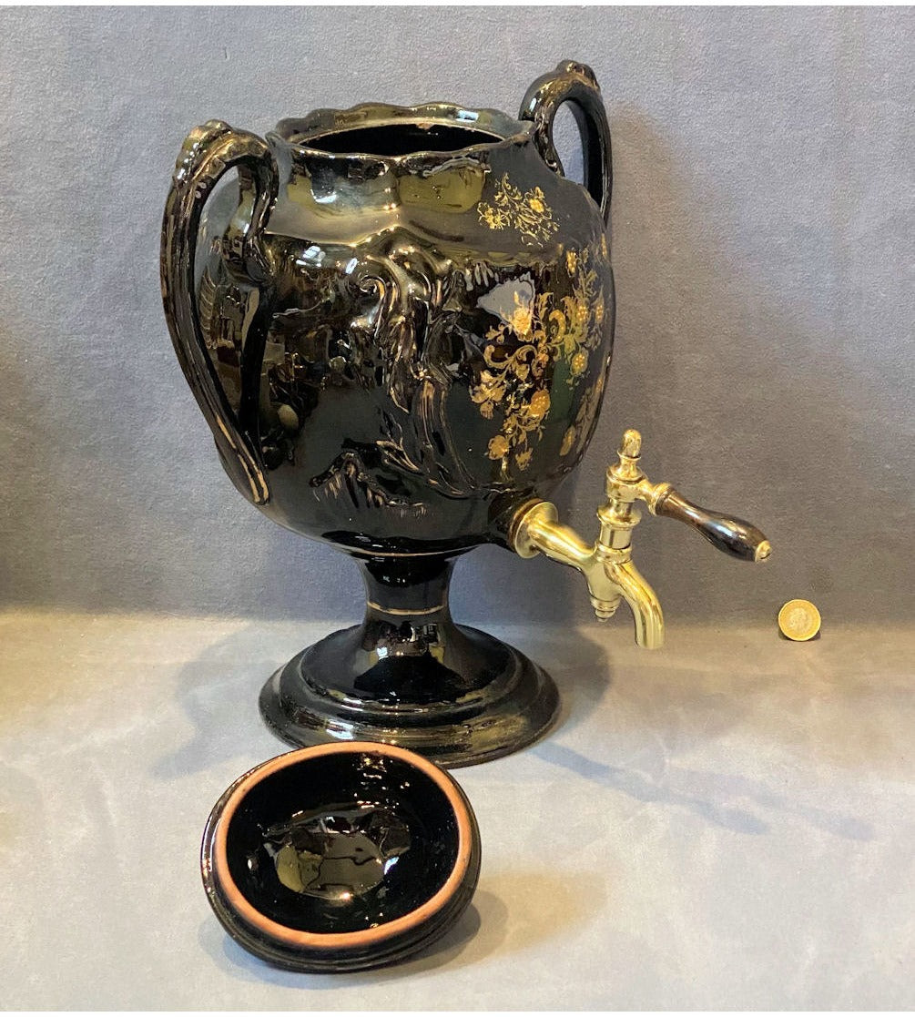 Black Glazed Stoneware Tea Urn — view 3
