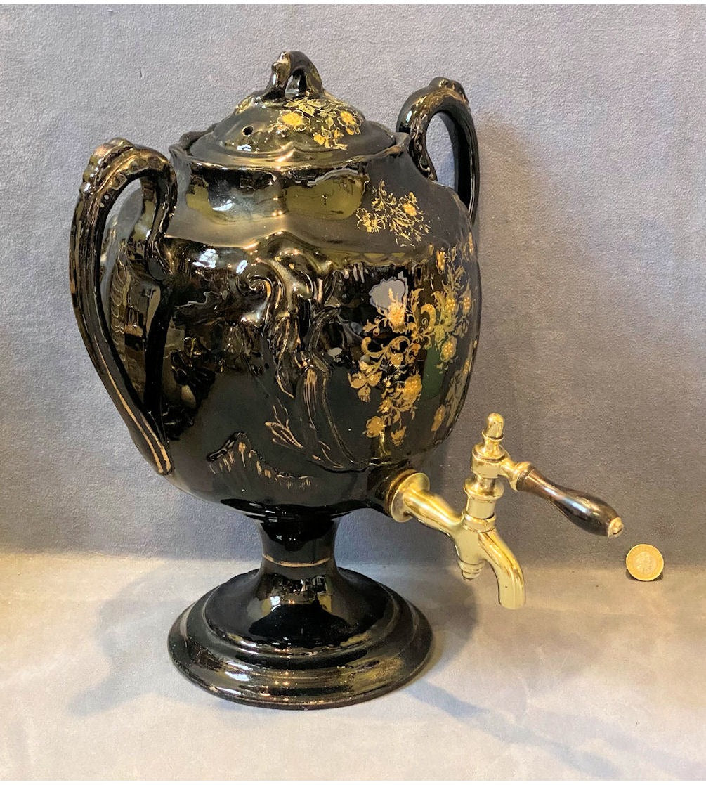 Black Glazed Stoneware Tea Urn — view 4