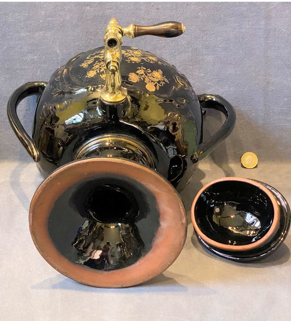 Black Glazed Stoneware Tea Urn — view 5