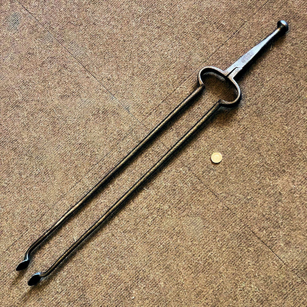 Blacksmith made Wrought Iron Fireside Tongs — Wrought iron, 19th century