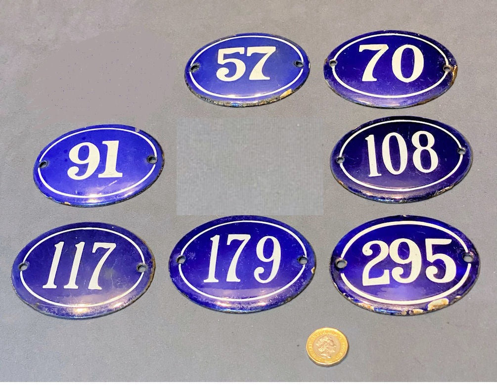 Blue Enamel House Numbers — Enamel, 1920's