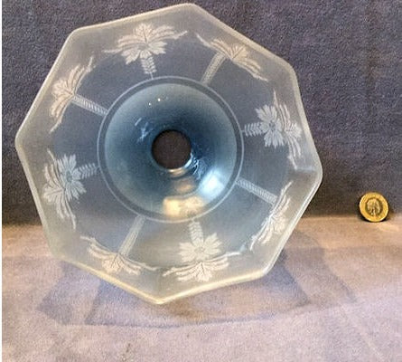 Blue Tinted and Etched Glass Lamp Shade — view 2