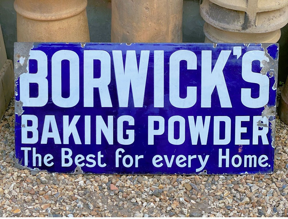 Borwick's Baking Powder Enamel Sign — Enamel, 1920's