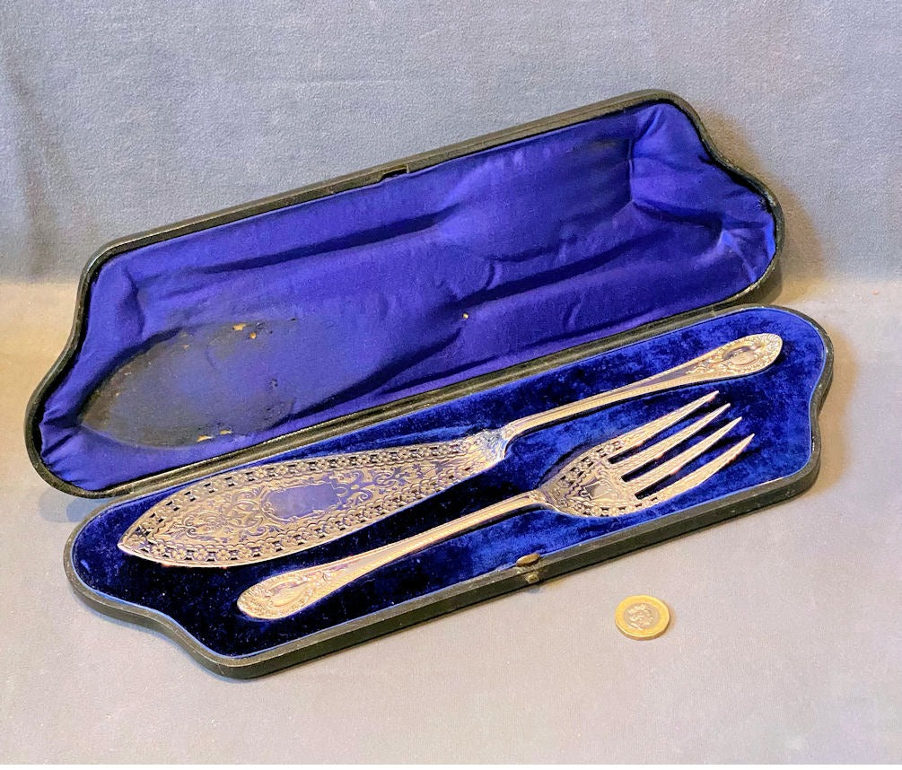 Boxed Silver Plated Servers — Silver plate, late 19th century
