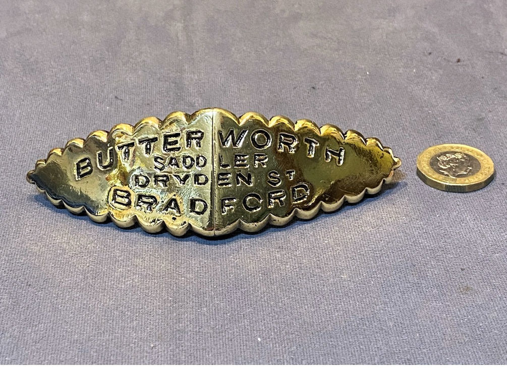 Bradford Saddler Brass Name Plate — Brass, late 19th century