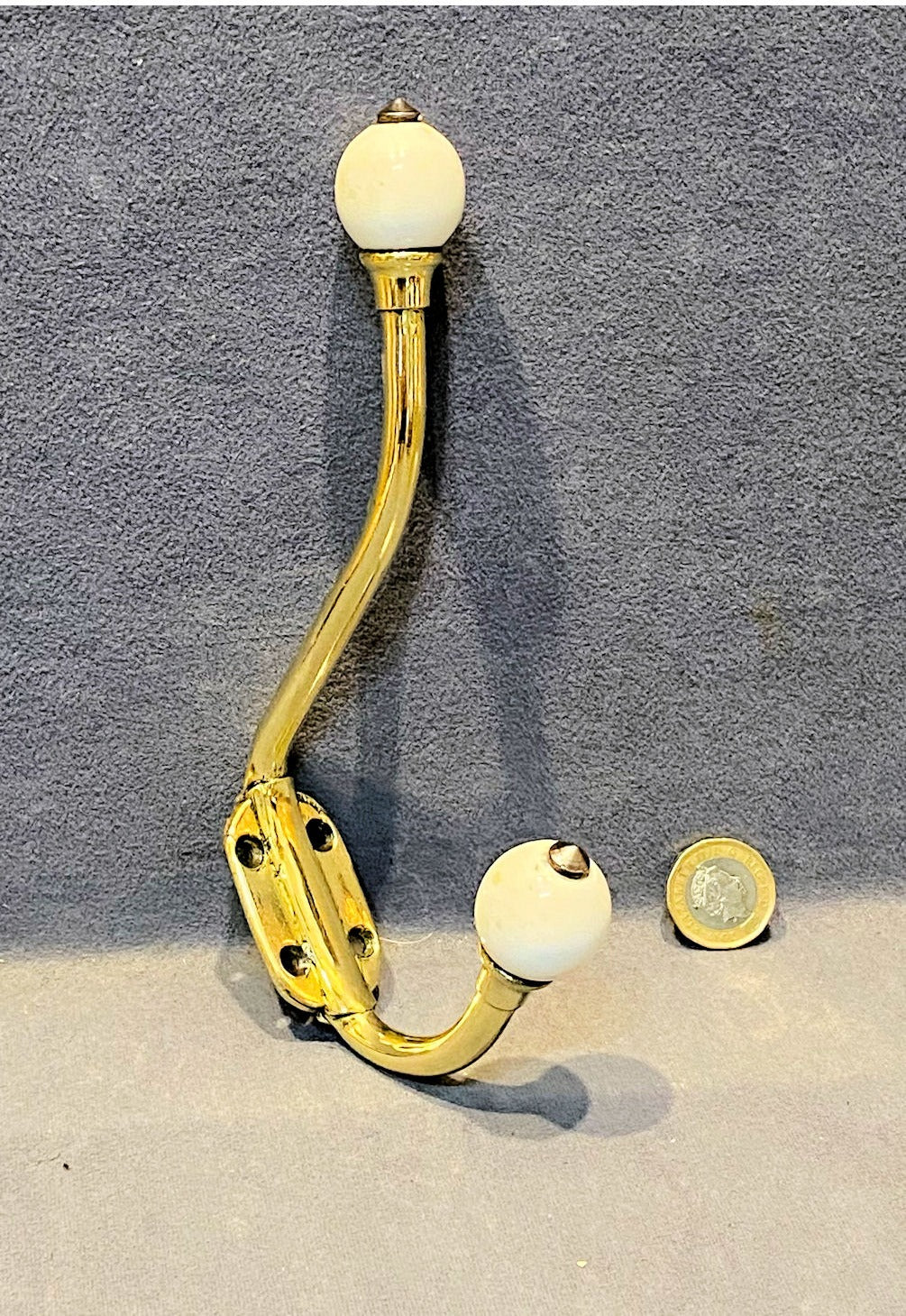 Brass & Ceramic Hat & Coat Hook — view 2