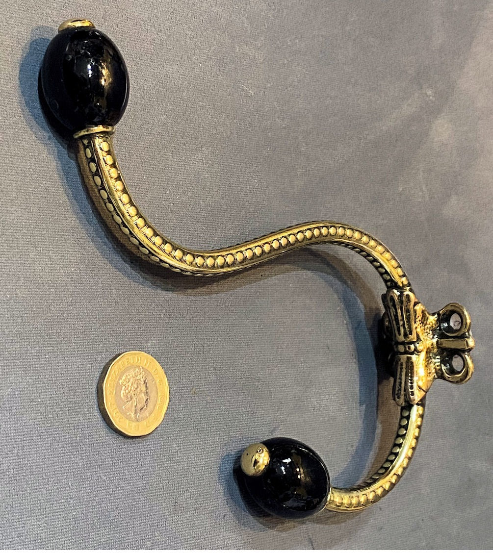 Brass & Ceramic Hat & Coat Hook — Brass, late 19th century