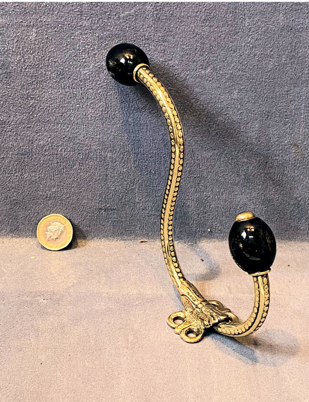 Brass & Ceramic Hat & Coat Hook — view 2