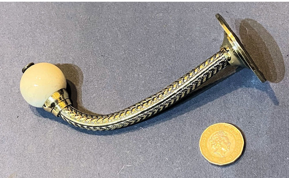 Brass & Ceramic Hat or Coat Hook — view 2