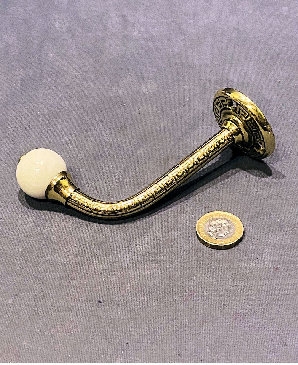 Brass & Ceramic Hat or Coat Peg, 4 available — Brass, late 19th century
