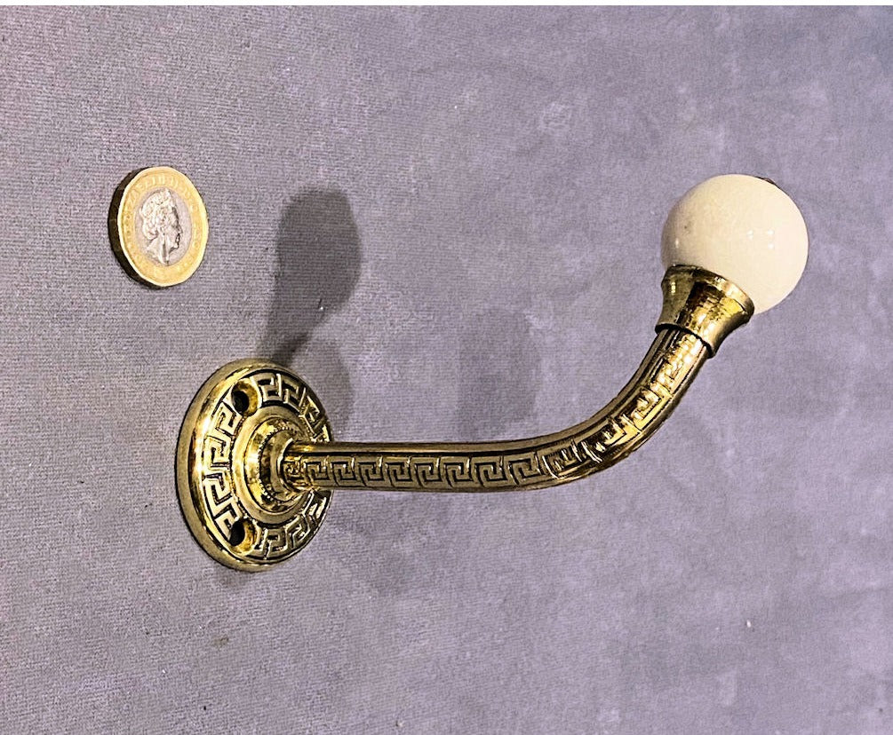 Brass & Ceramic Hat or Coat Peg, 4 available — view 2