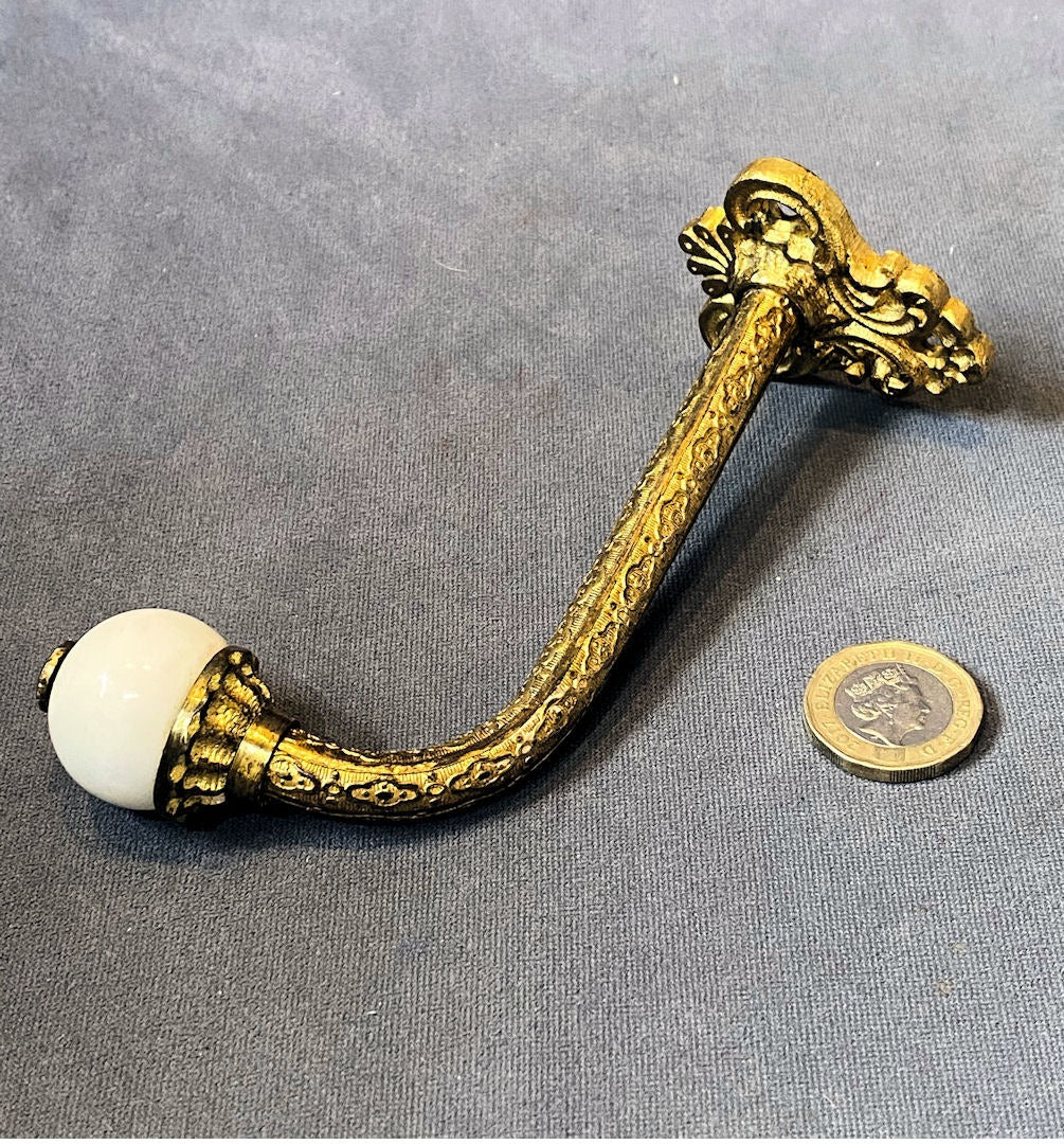 Brass & Ceramic Hat or Coat Peg — Brass, late 19th century