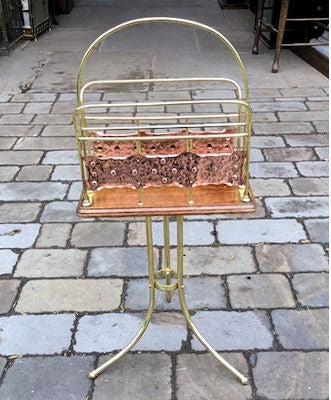 Brass and Copper Revolving Magazine Rack — Brass, late 19th century