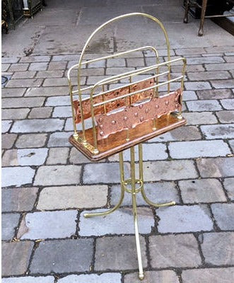 Brass and Copper Revolving Magazine Rack — view 2