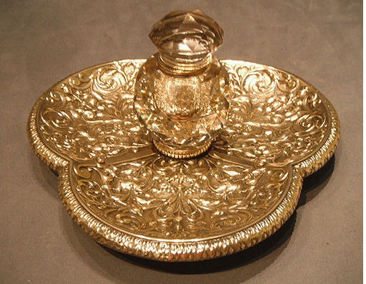 Brass and Glass Inkstand — Brass, late 19th century