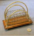 Brass and Walnut Letter Rack — Brass, late 19th century