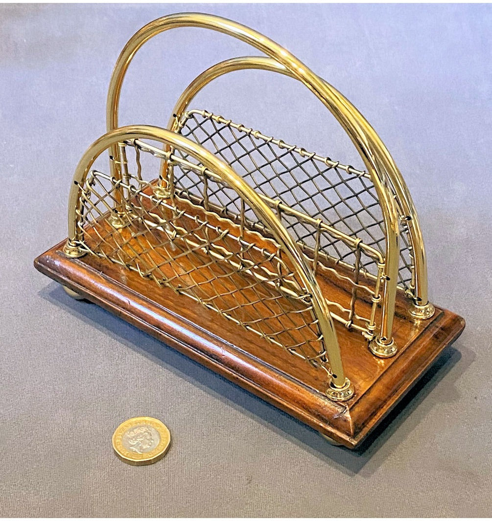 Brass and Walnut Letter Rack — view 3