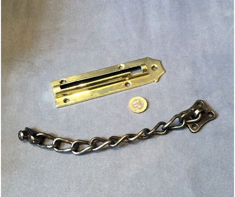 Brass and Wrought Iron Door Security Chain — view 2