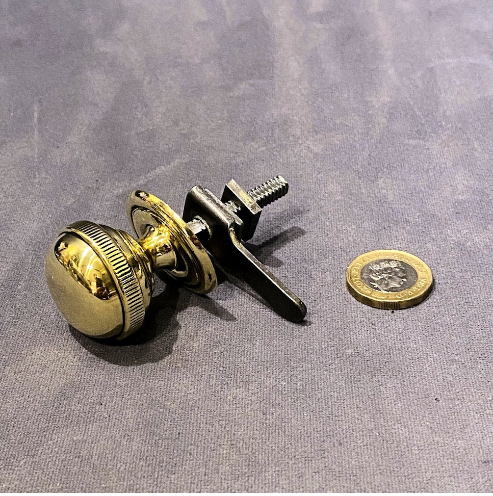Brass Cupboard Knob with Catch — Brass, 1920's