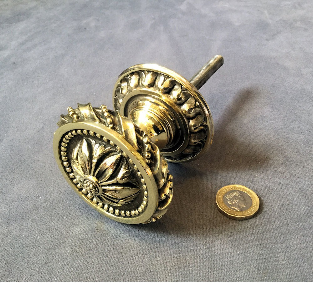Brass Door Pull Knob — Brass, late 19th century